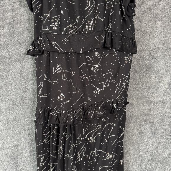 Desigual Cassius Dress Womens Large Black Constellation Ruffle Sleeveless Mini - Picture 8 of 12